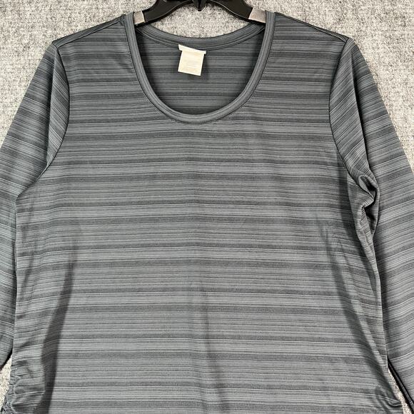 Danskin Shirt Womens XXL Loose Gray Athletic Striped Workout Gym Walking Running - Picture 3 of 11